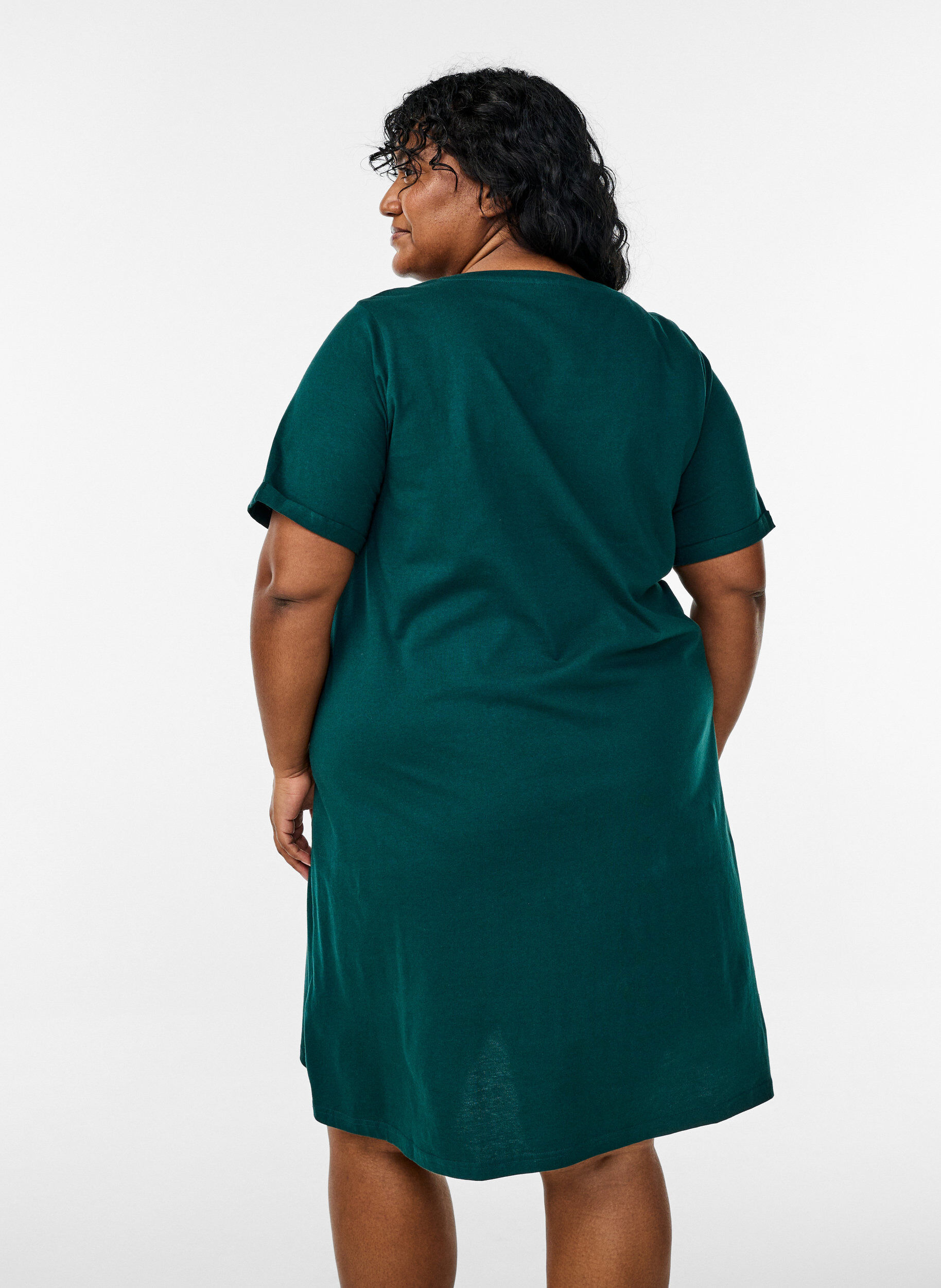 Zizzifashion Short-sleeved nightgown in organic cotton, Green, Model image number 2