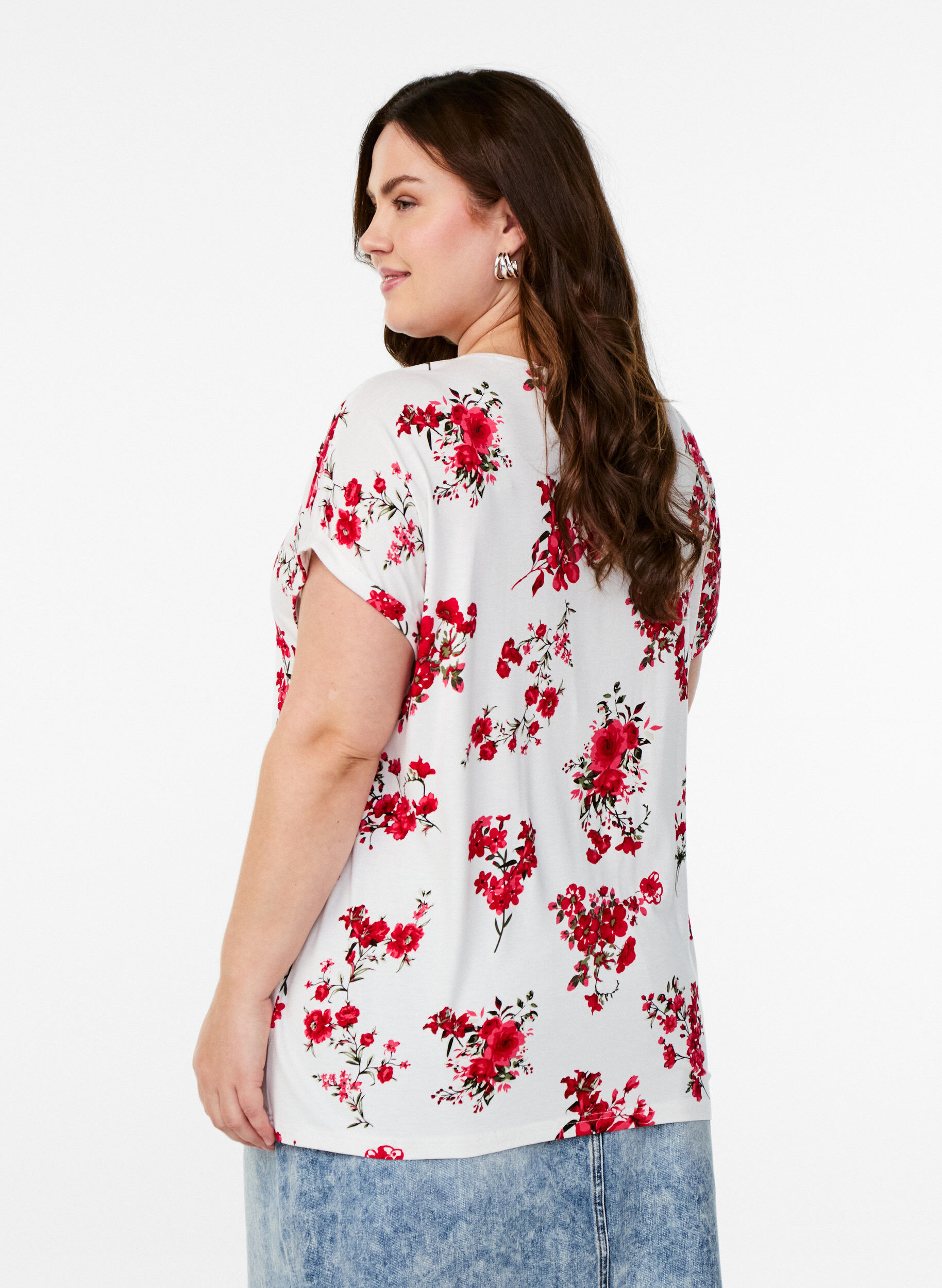 Zizzifashion T-shirt with floral print, Red, Model image number 2