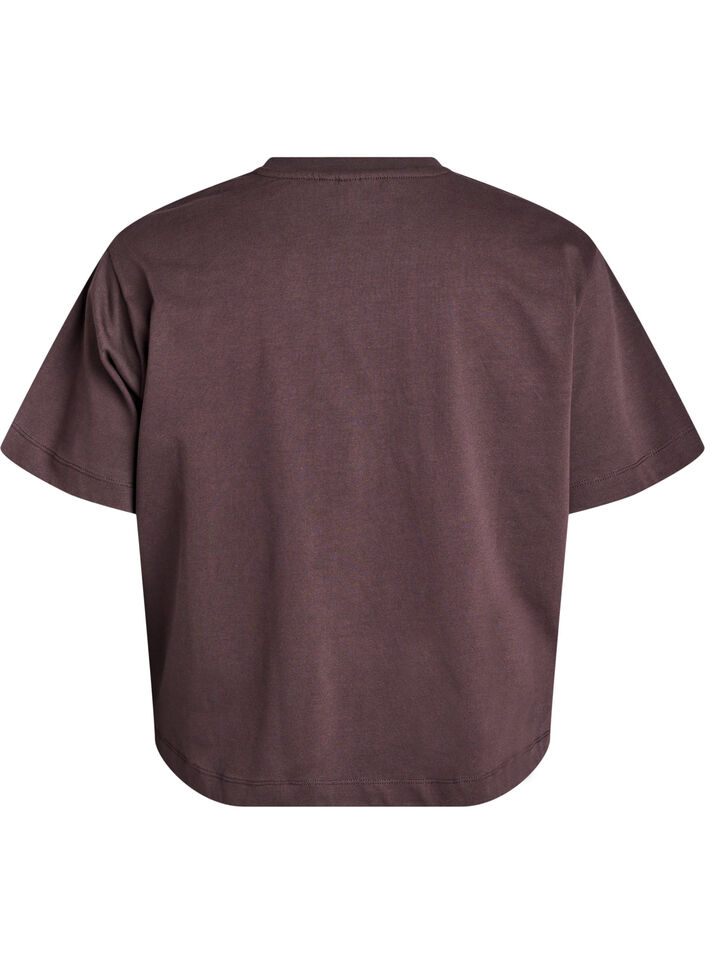 Boxy cotton t-shirt, Brown, Packshot image number 1