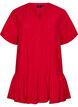Loose tunic with crinkled texture and ruffle hem, Red, Packshot image number 0