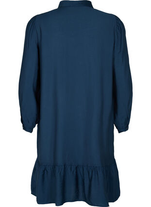 Viscose shirtdress with ruffle edge, Navy Blazer, Packshot image number 1