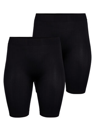 2-pack seamless basic shorts, Black, Packshot image number 0