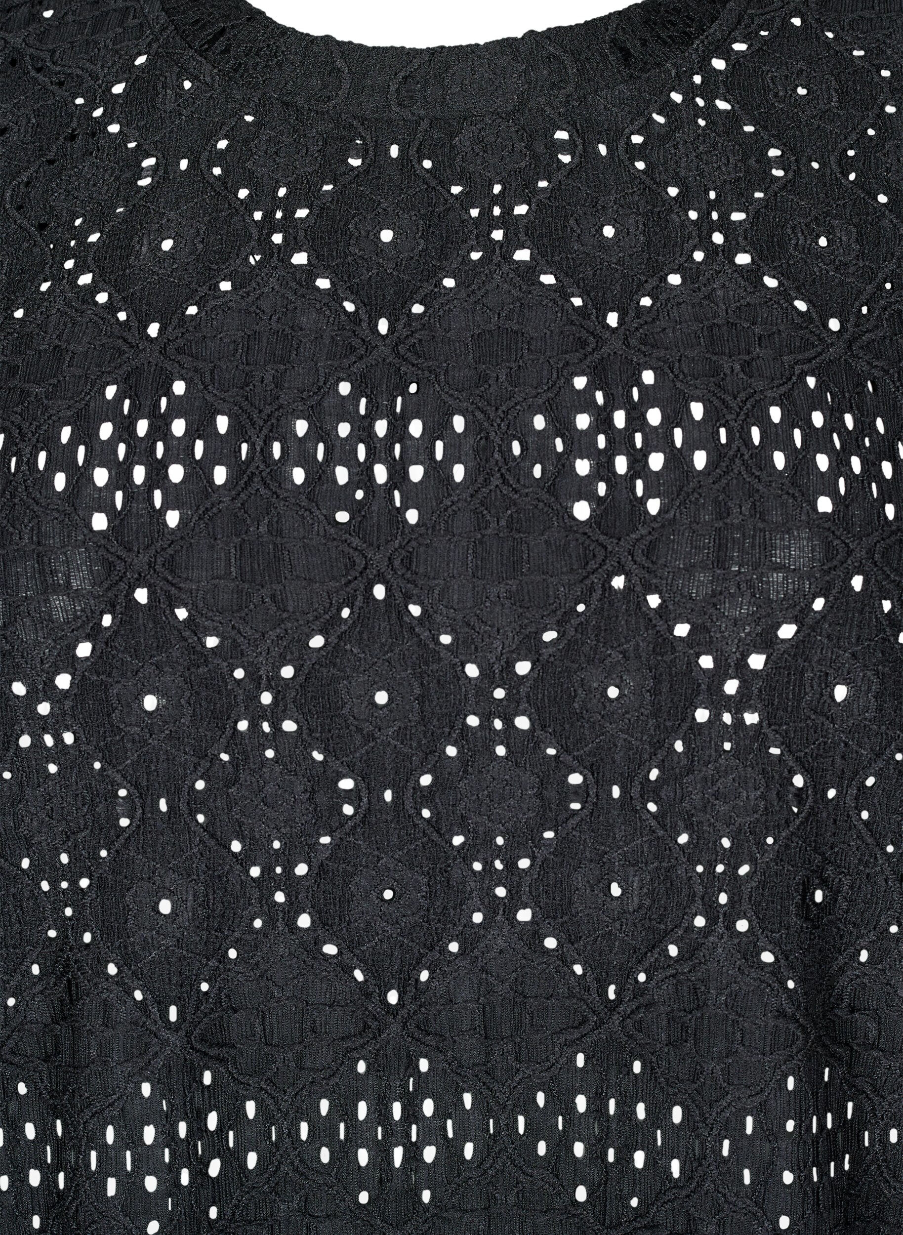 Zizzifashion Long-sleeved blouse with an openwork pattern, Black, Packshot image number 2