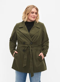 Trench coat with belt and pockets, Grape Leaf, Model