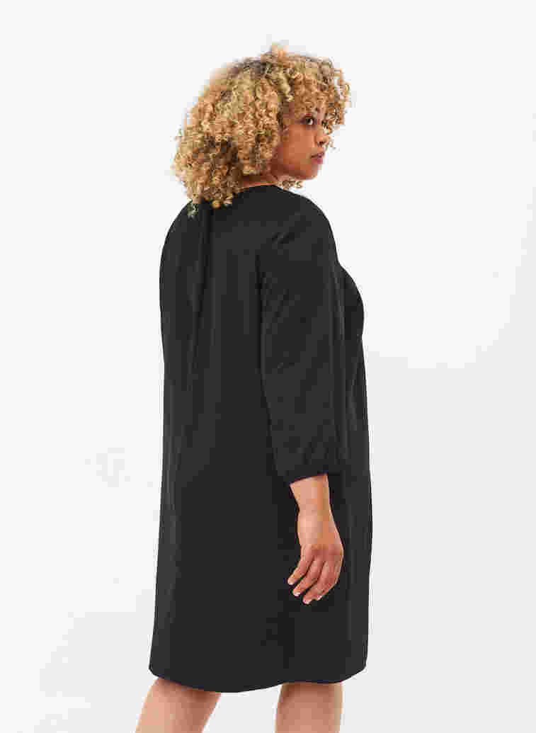 Dress with lace and 3/4 length sleeves, Black, Model image number 1