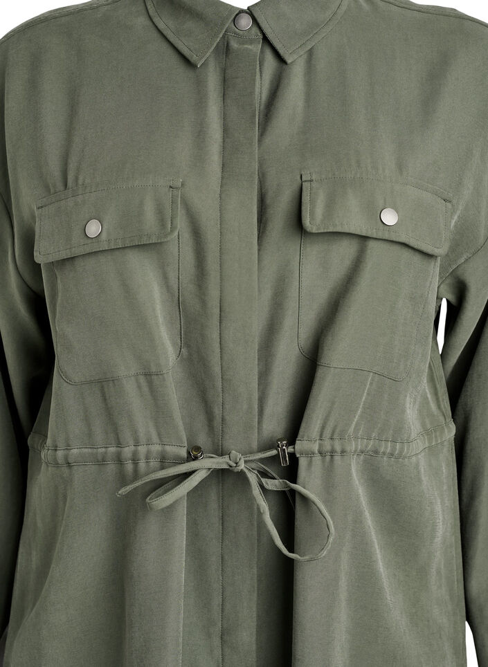 Tunic with chest pockets and adjustable waist, Green, Packshot image number 2