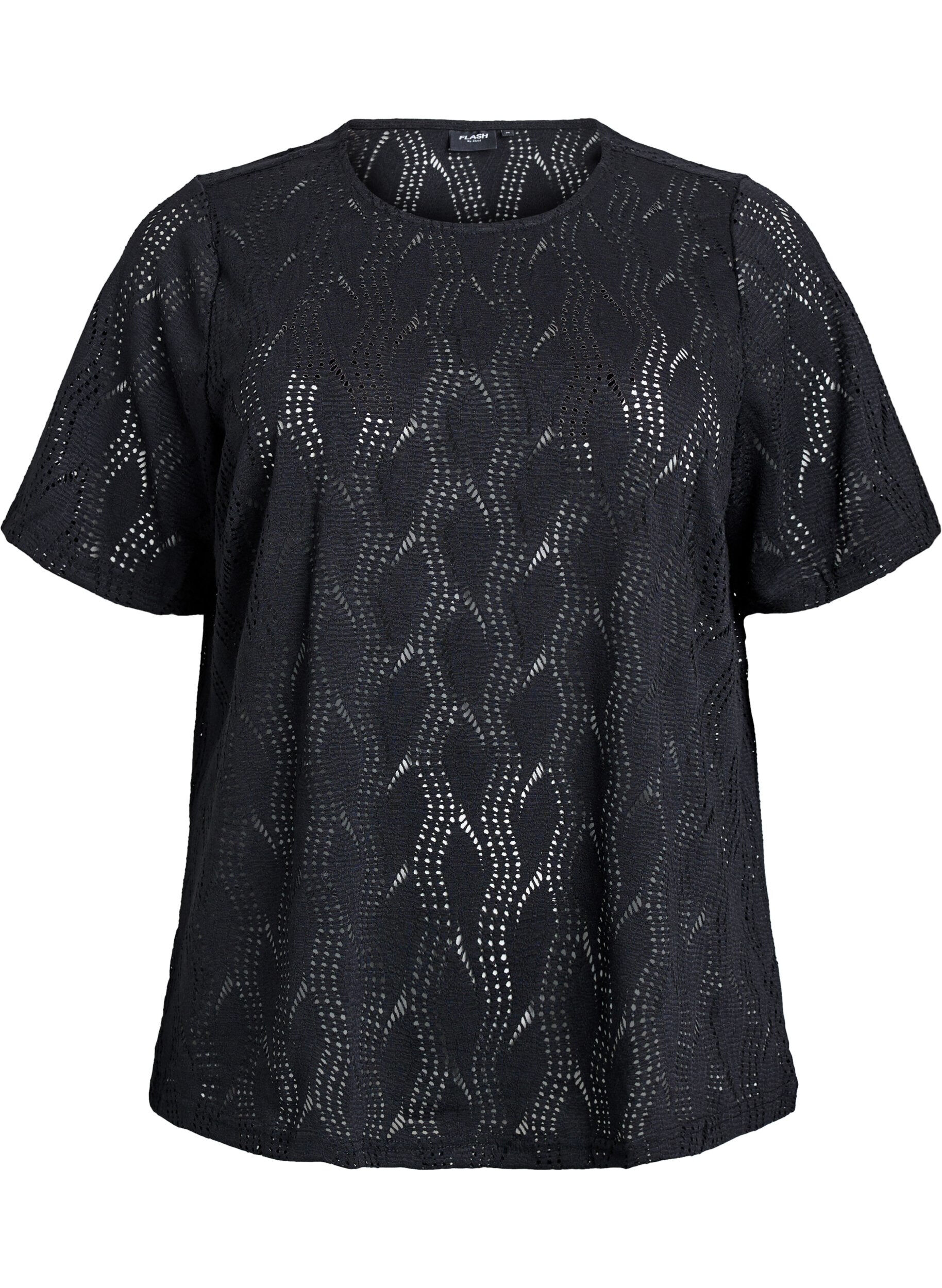 Jersey T-shirt with eyelet pattern