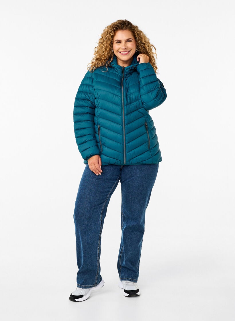 Lightweight jacket with hood, Petrol, Model image number 1