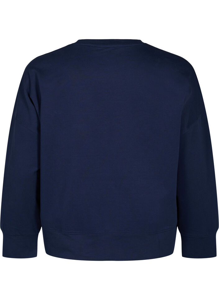 Sweatshirt with embossed text design, Blue, Packshot image number 1