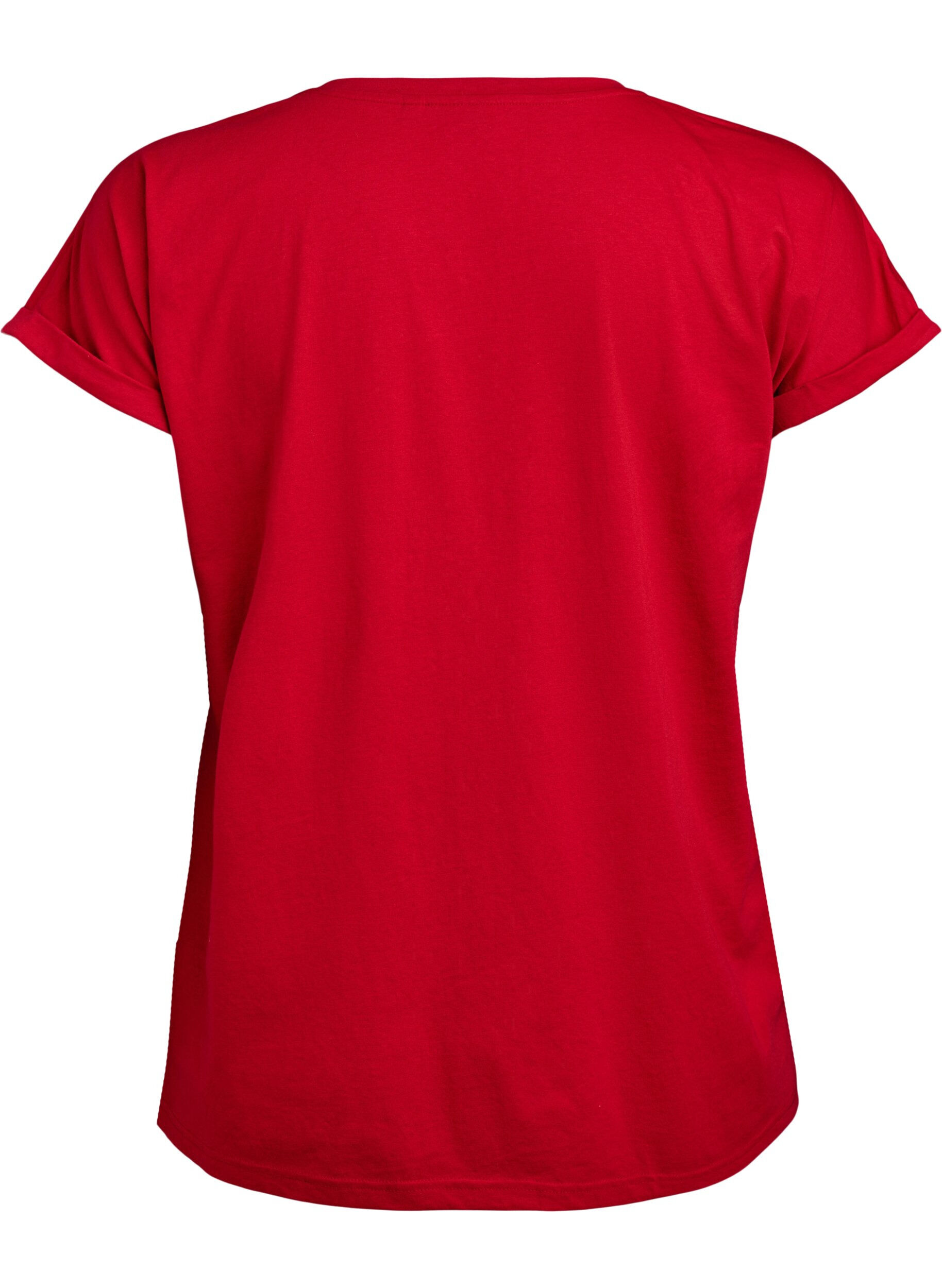 ZizzifashionShort sleeve cotton blend T-shirt, Red, Packshot image number 1