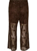Mesh trousers with floral embroidery and sequins, Brown, Packshot image number 1