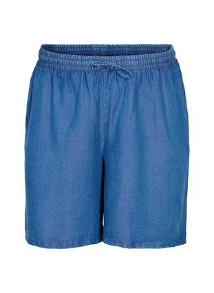 Loose shorts with drawstring and pockets, Blue denim, Packshot image number 0