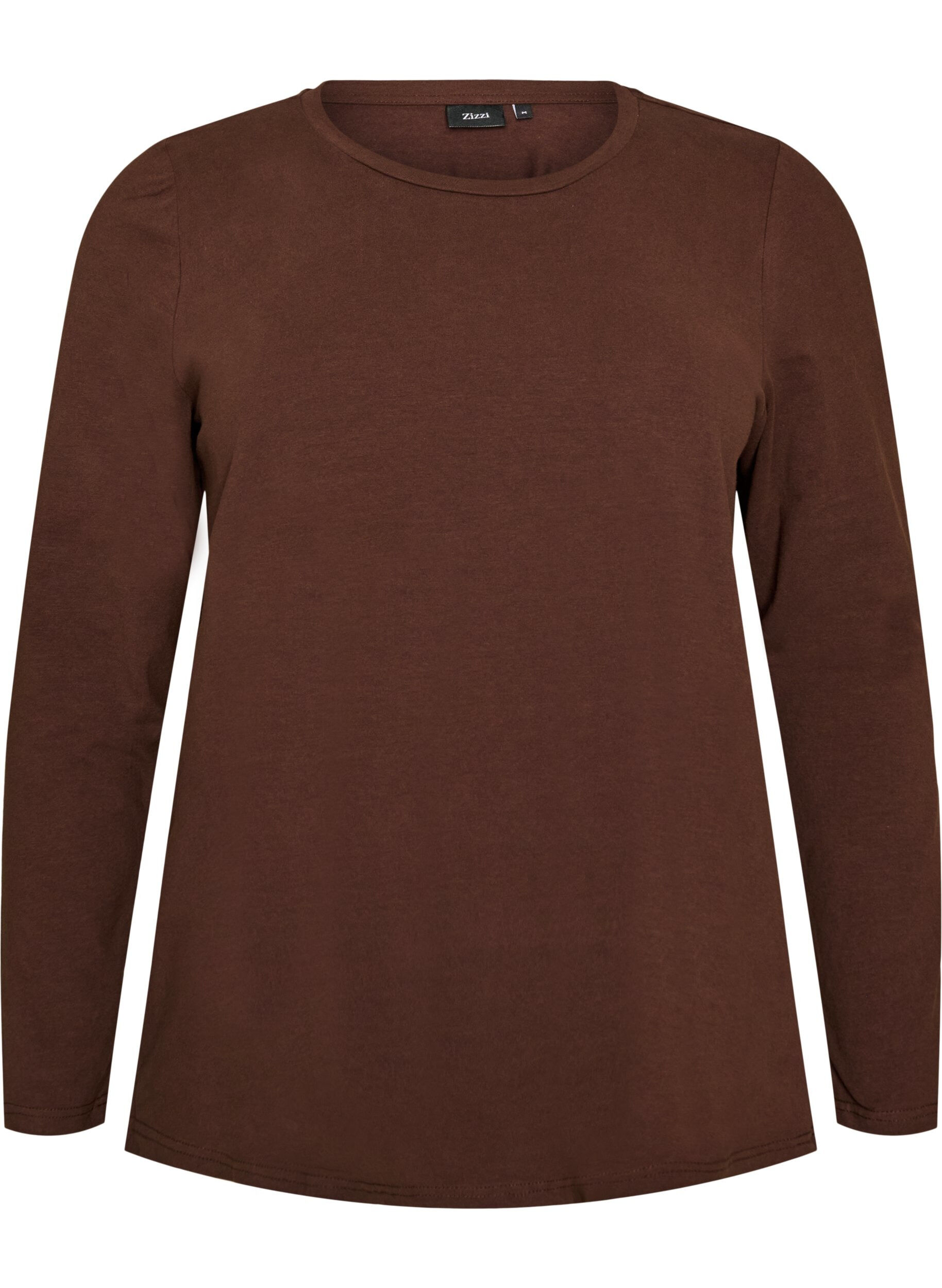 ZizzifashionBasic jersey blouse with long sleeves, Brown, Packshot image number 0