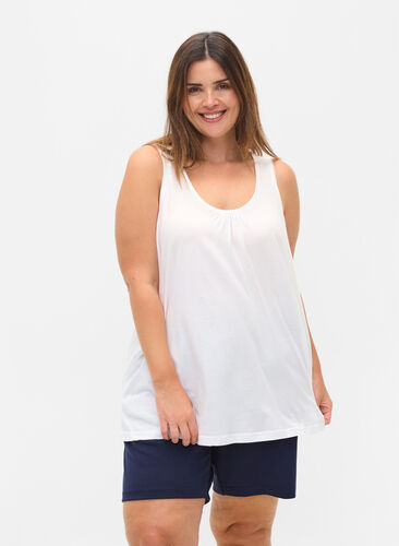Sleeveless A-line top, Bright White, Model image number 0