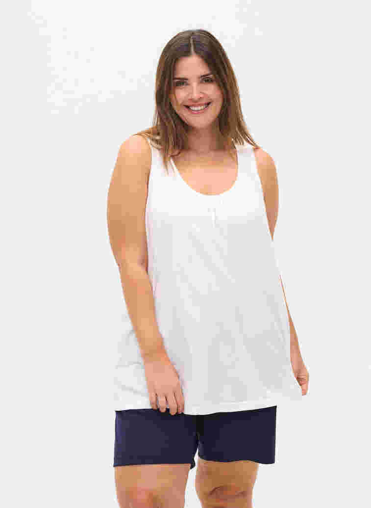 Sleeveless A-line top, Bright White, Model