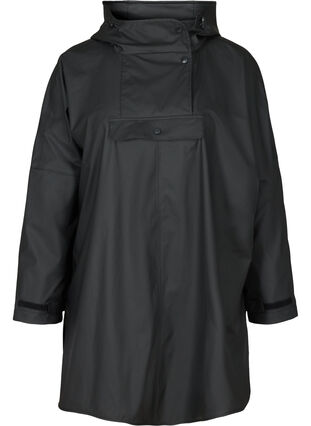 Rain poncho with hood, Black, Packshot image number 0