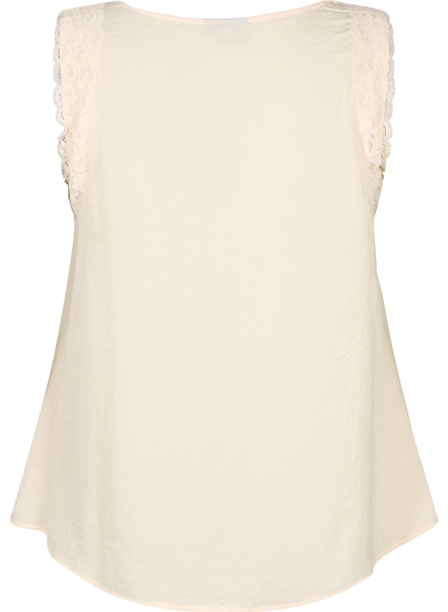 Zizzifashion Top with lace and cross detail, White Smoke, Packshot image number 1