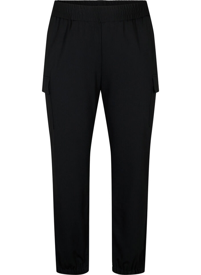 Cargo trousers with elastic waist, Black, Packshot image number 0