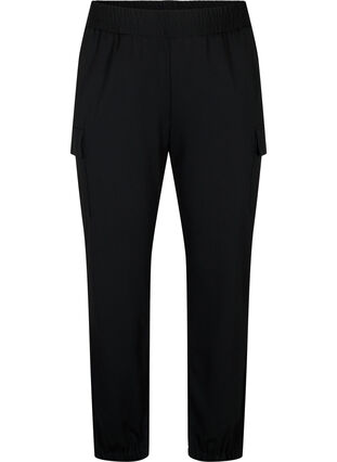 Cargo trousers with elastic waist, Black, Packshot image number 0