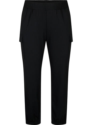 Cargo trousers with elastic waist, Black, Packshot image number 0