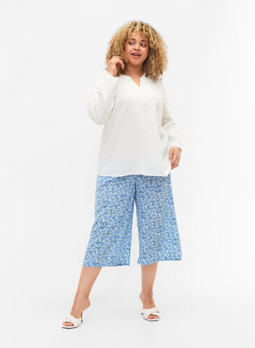 Culotte trousers with print, Blue Small Flower, Model image number 0