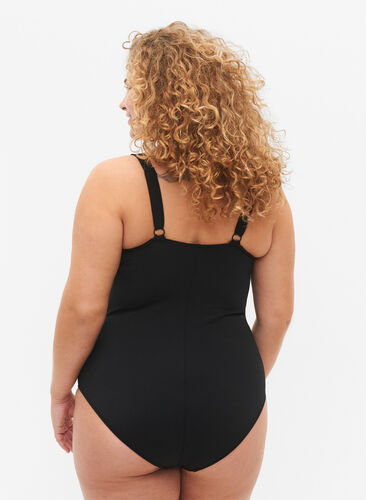 Swimsuit with ruched details, Black, Model image number 1