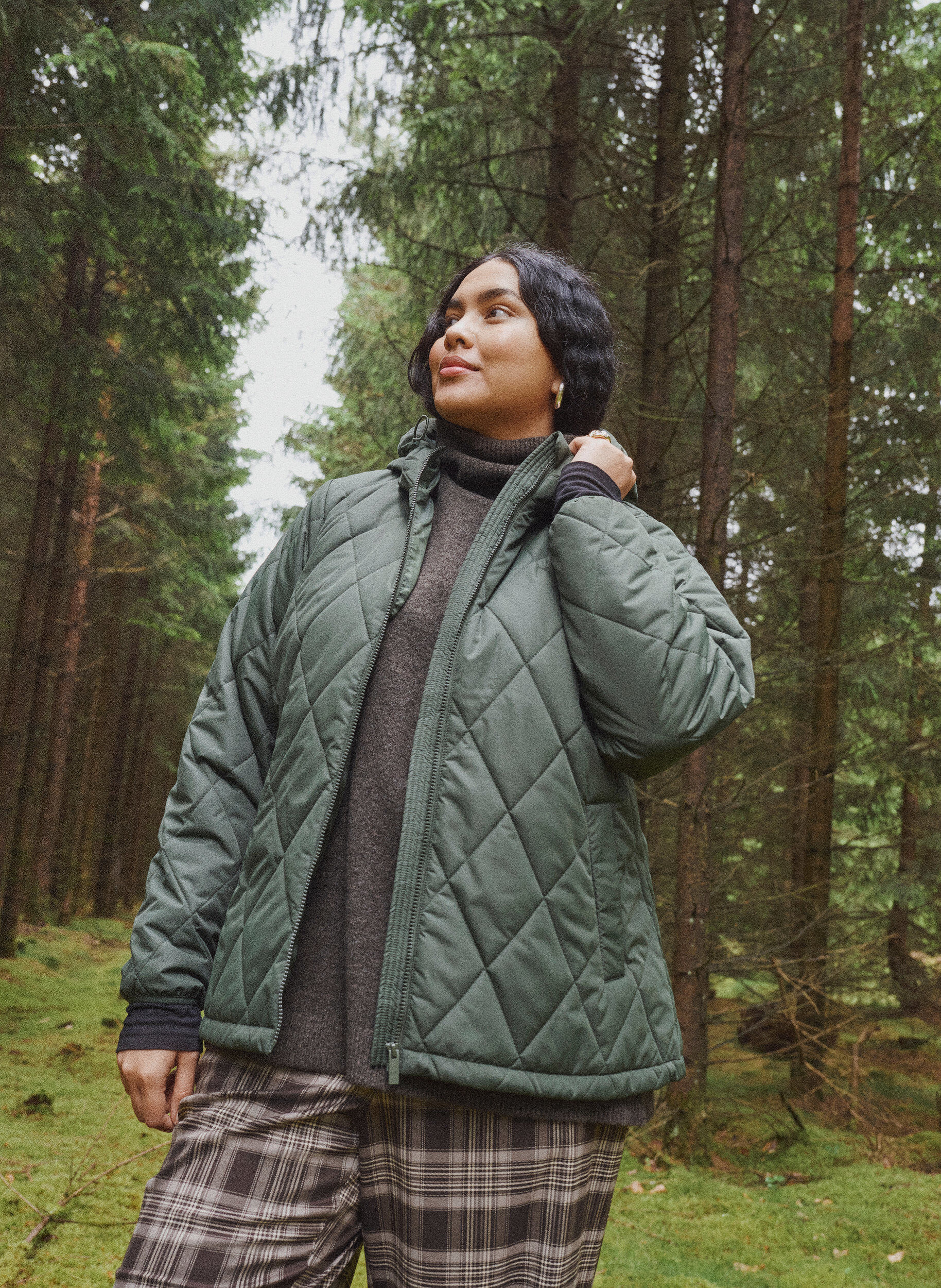 ZizzifashionLightly padded jacket with diamond quilt, Green, Image image number 0