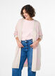 Long cardigan with tone-on-tone hearts, Beige, Model image number 0