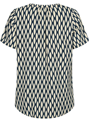Blouse with short sleeves and v-neck, Oval AOP, Packshot image number 1