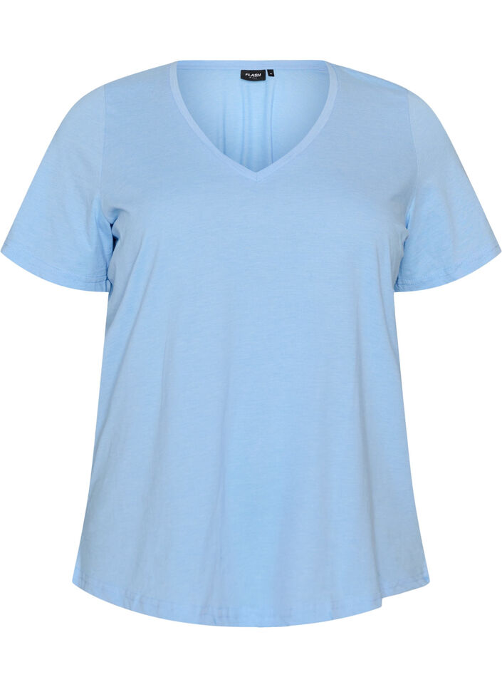 V-neck T-shirt, Blue, Packshot image number 0