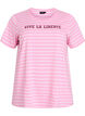 Striped T-shirt with text print, Pink, Packshot image number 0