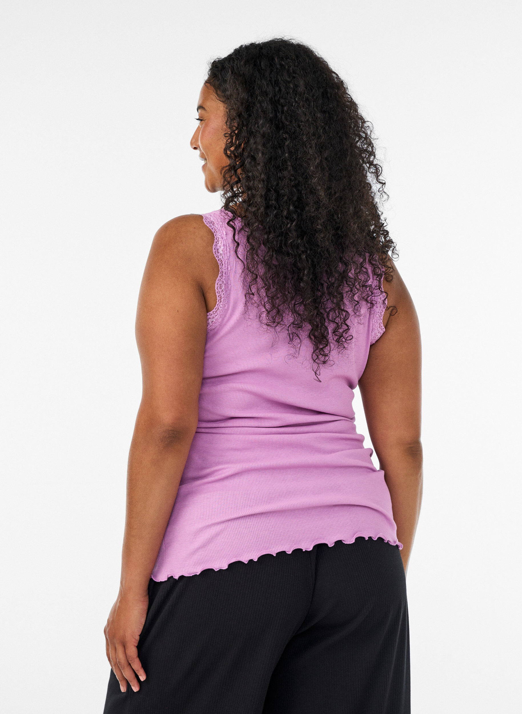 ZizzifashionTop with lace trim, Purple, Model image number 2