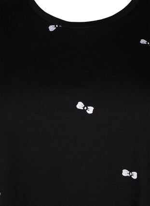 Organic cotton T-shirt with bows, Black W. Bow Emb. , Packshot image number 2