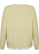 Knitted blouse with lace trim at the hem, Green, Packshot image number 1