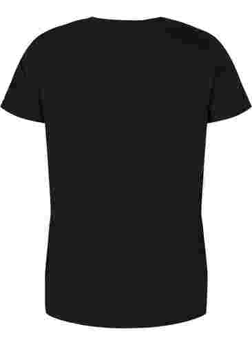 Sports t-shirt with print, Black w. copper logo, Packshot image number 1