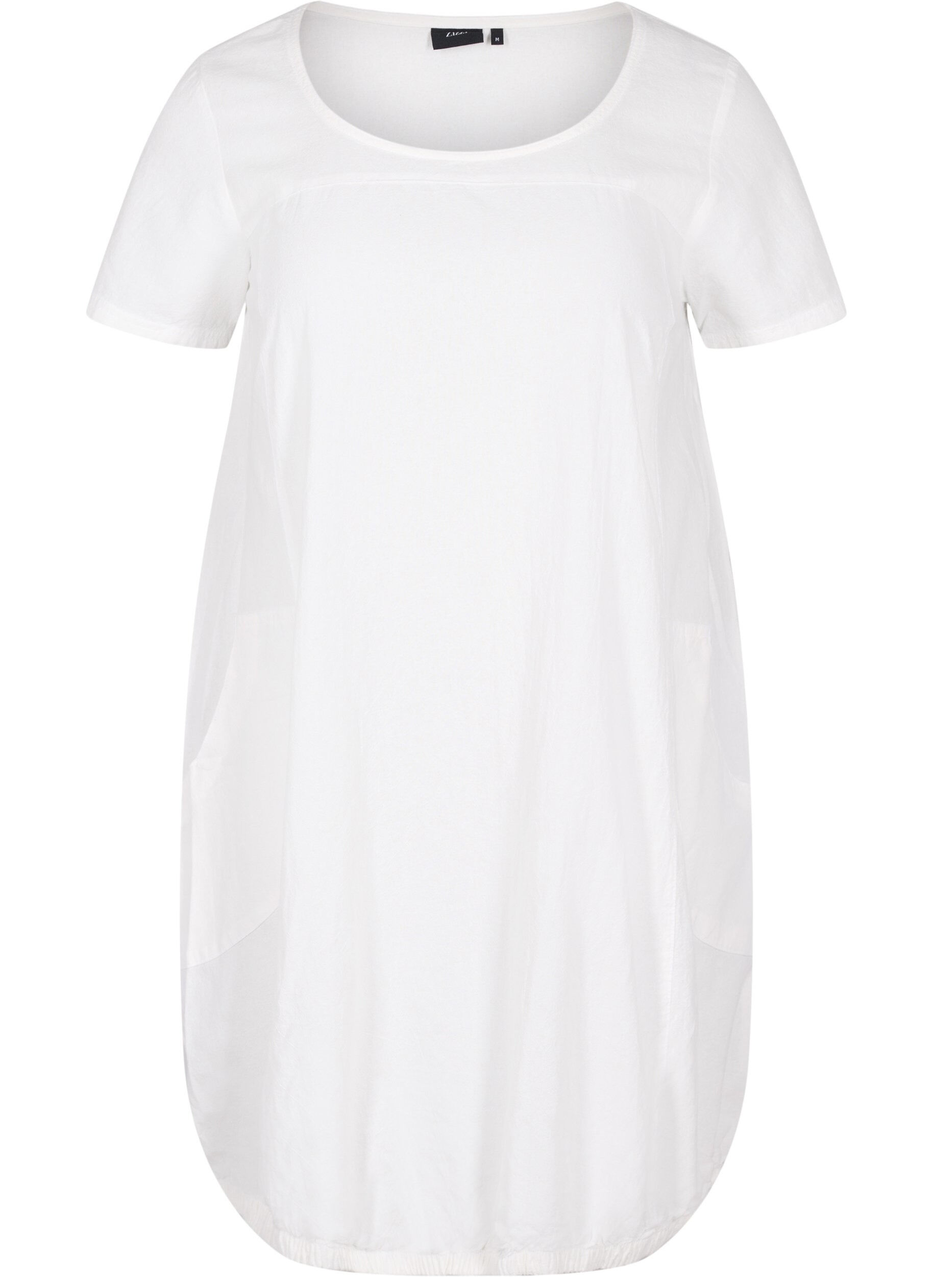 ZizzifashionShort-sleeved cotton dress, White, Packshot image number 0
