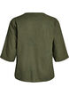 Cotton blouse with embroidered details and 3/4 sleeves, Green, Packshot image number 1
