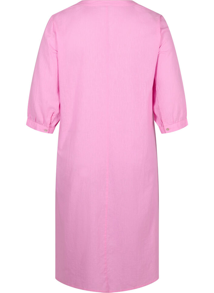 Long shirt dress with 3/4 sleeves, Begonia Pink, Packshot image number 1