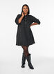 Short bouclé dress with decorative buttons, Black, Model image number 1