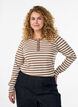Striped jersey blouse with a ribbed texture, Vanilla, Model image number 0