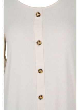 Blouse with buttons and 3/4 sleeves, Pumice Stone Melange, Packshot image number 2