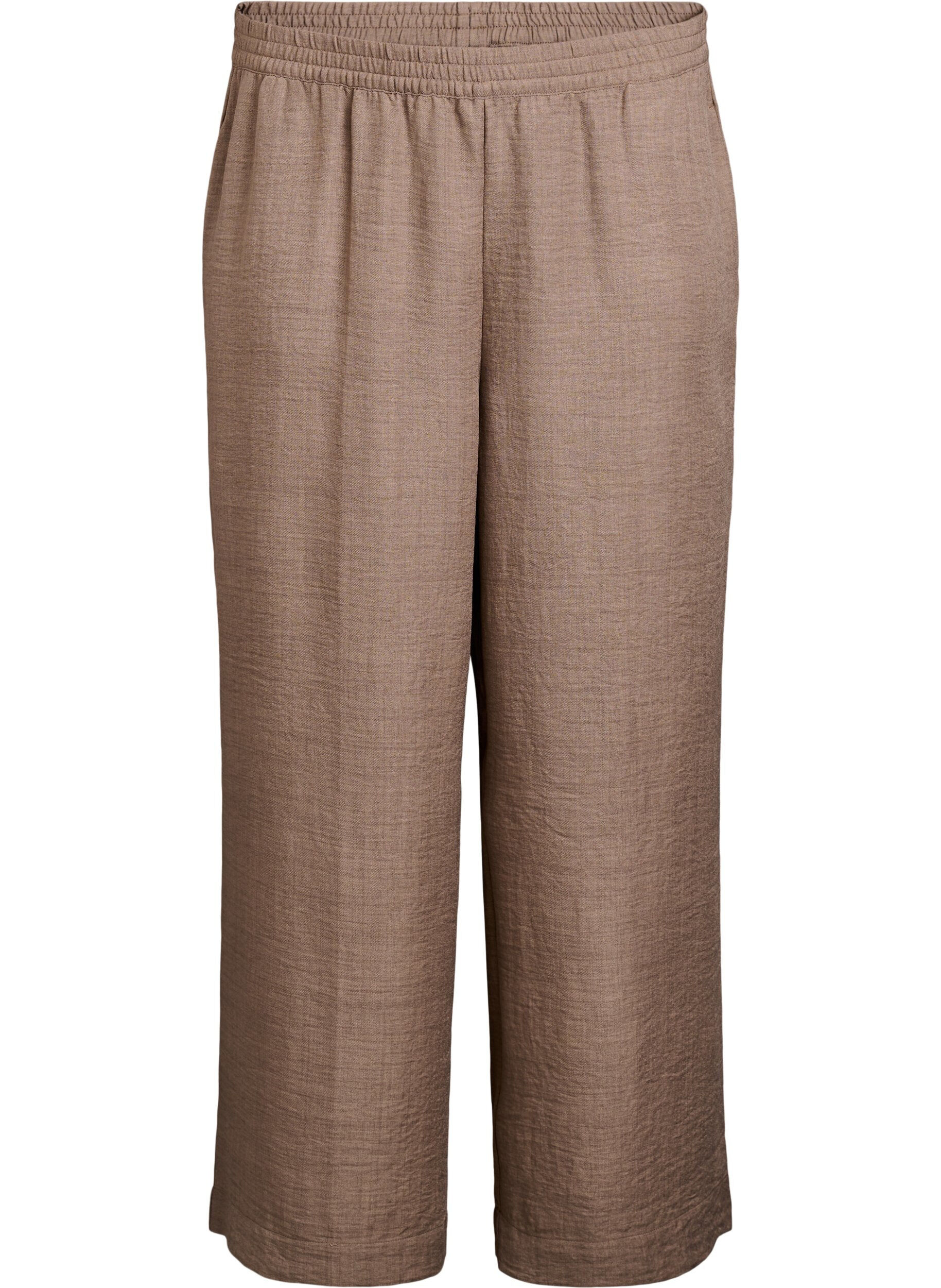 ZizzifashionLoose trousers with elasticated waistband and pockets, Brown, Packshot image number 0
