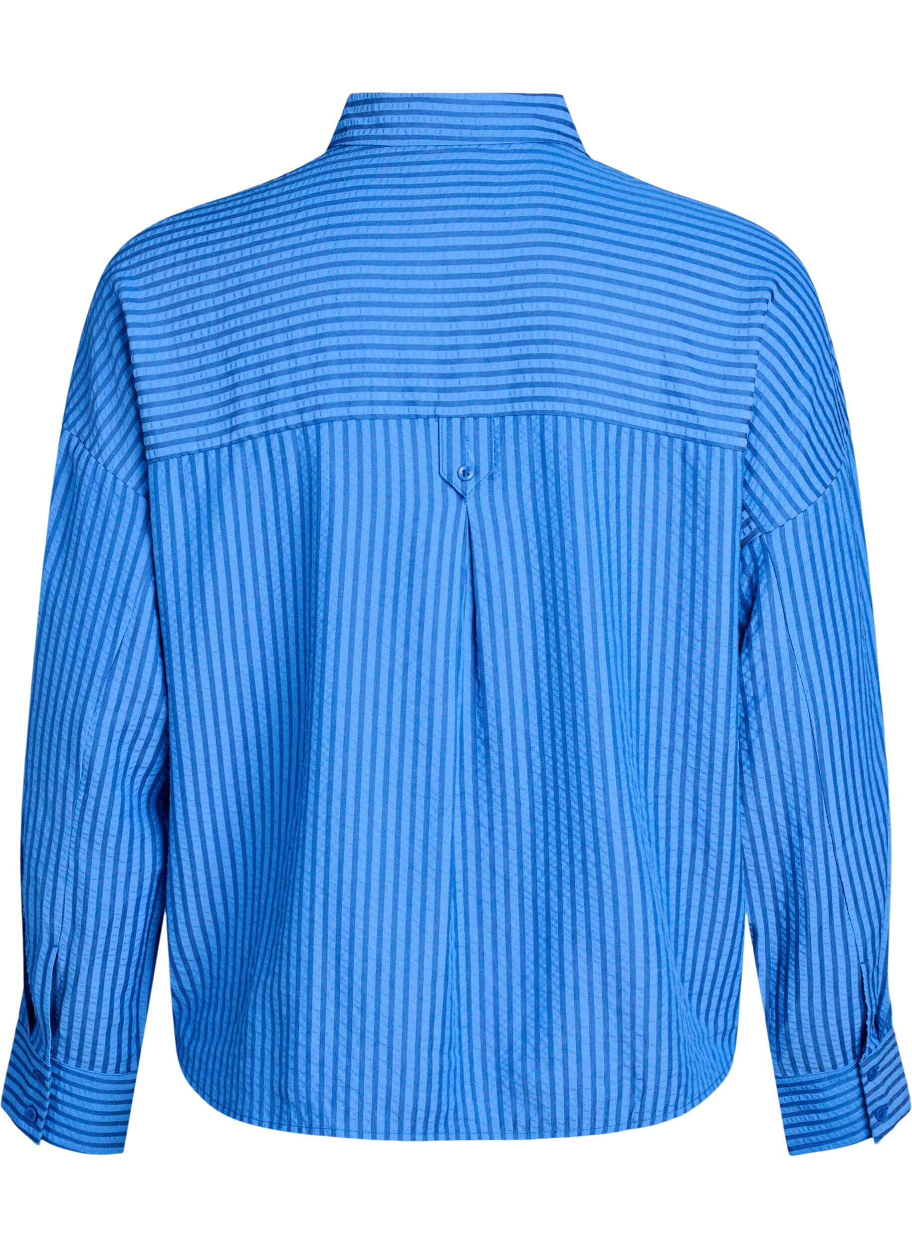 Zizzifashion Striped shirt with button detail on the back, Blue, Packshot image number 1