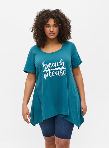 Short-sleeved cotton t-shirt with a-line, Dragonfly BEACH, Model image number 0