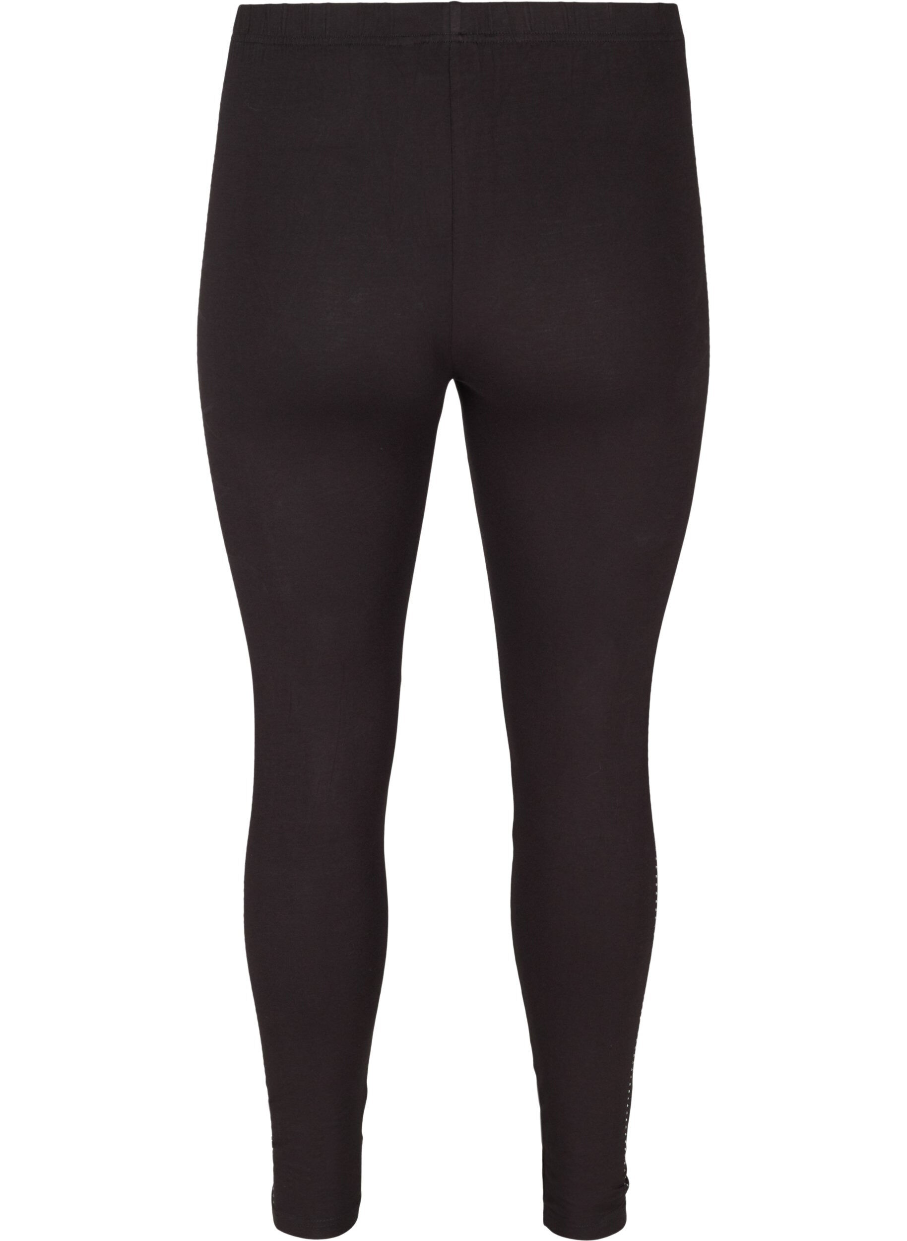 Zizzifashion Viscose leggings with stones on the side, Black, Packshot image number 1