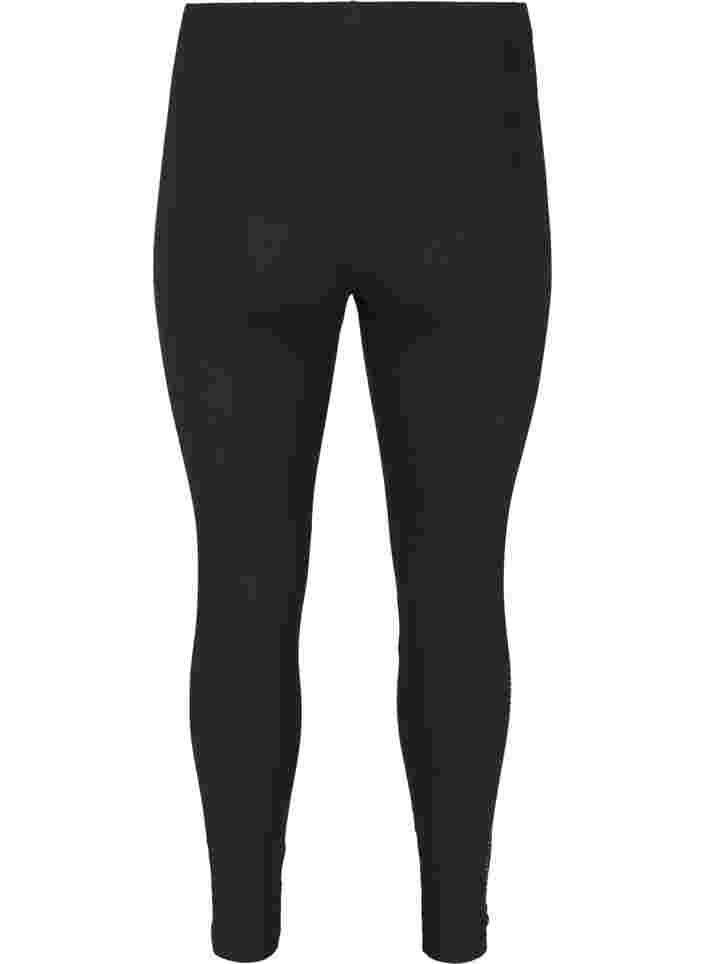 Viscose leggings with stones on the side, Black, Packshot image number 1
