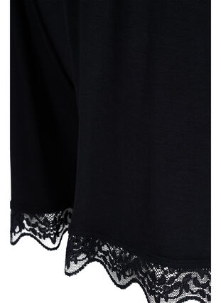 Viscose pyjama shorts with lace detail, Black, Packshot image number 3