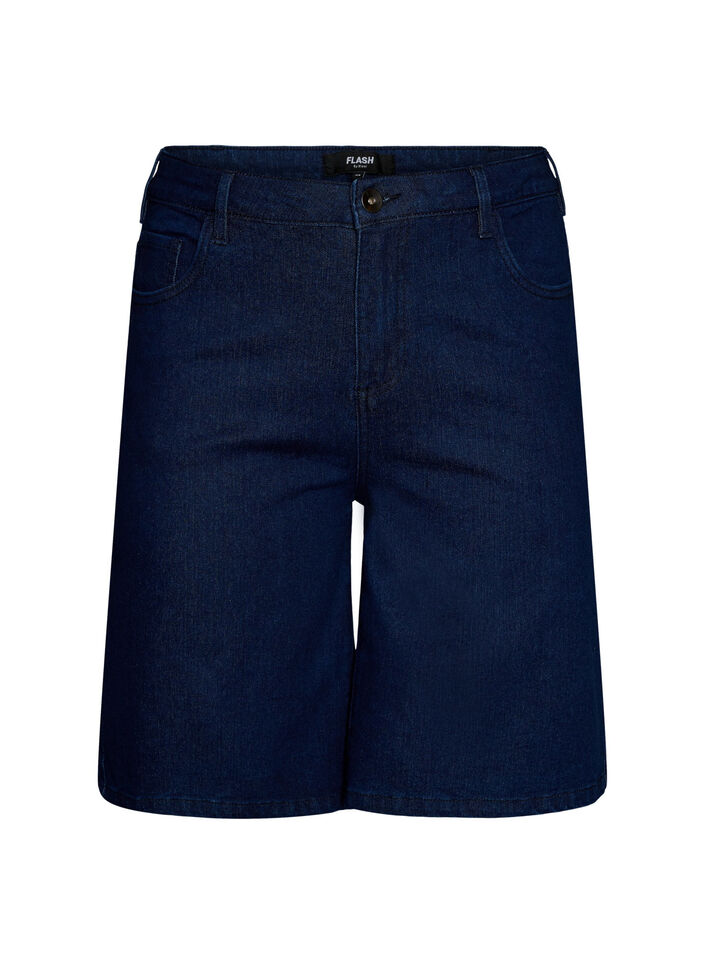 Loose high-waisted denim shorts, Blue, Packshot image number 0