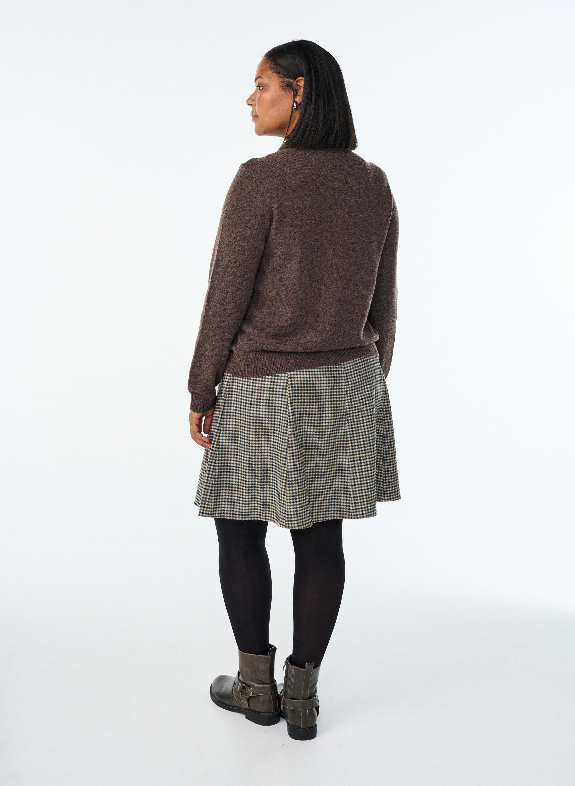 Zizzifashion Short A-line skirt, Brown, Model image number 2