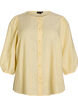 Shirt blouse in linen and viscose with 3/4-sleeves, Yellow, Packshot image number 0